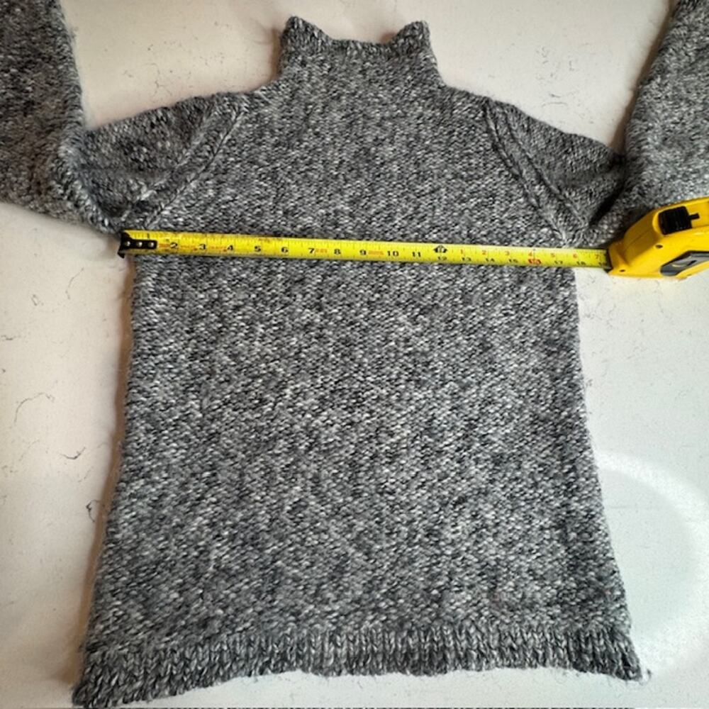 Burns Gray Marled Cable Knit Sweater Small Wool Alpaca Funnel Neck Cozy - Picture 6 of 15